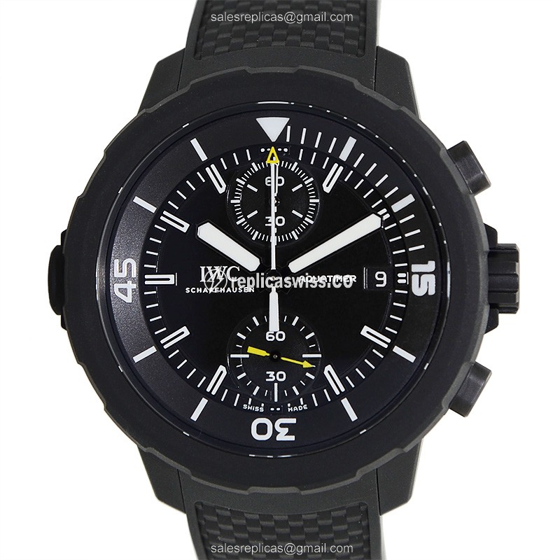 IWC Aquatimer Automatic Replica - Stainless Steel - Black Dial - Rubber Strap - Sapphire Crystal - Buckle Clasp