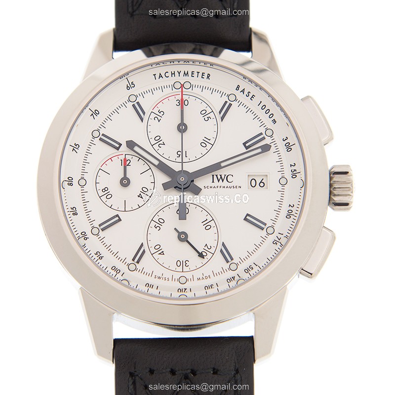 IWC Ingenieur Automatic Replica - PVD Titanium Case - White Dial - Leather Black Strap - Sapphire Crystal - Buckle Clasp