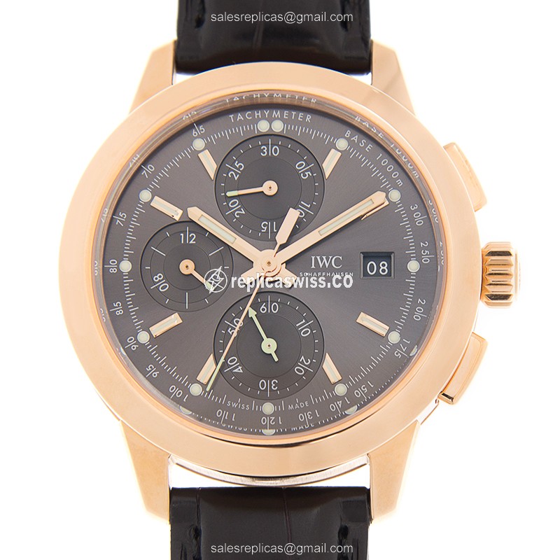 IWC Ingenieur Replica - Automatic - 18kt Rose Gold - Gray Dial - Leather Black Strap - Luxury Replica INGENIEUR Watch