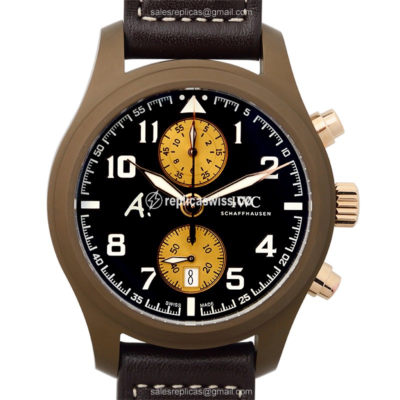 IWC IW388006 PILOTS Replica - Automatic - Ceramic Case - Brown Dial & Brown Cowhide Strap - Luxury Replica PILOTS Watch