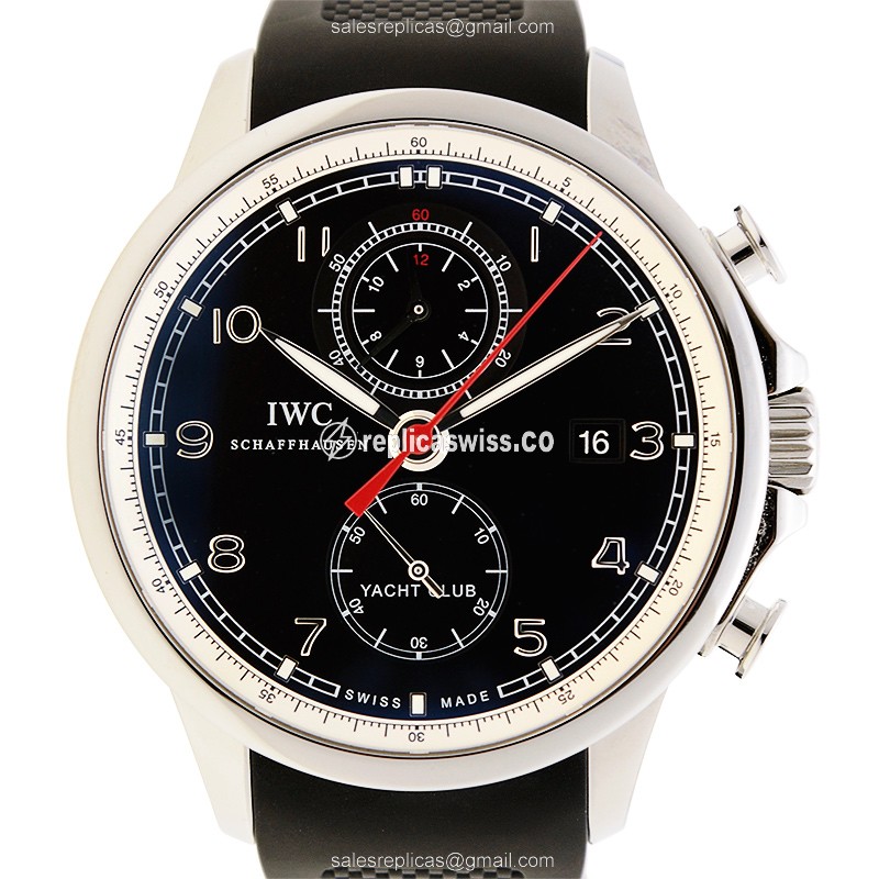 IWC Portuguese Replica - Automatic - Stainless Steel - Black Dial - Rubber Strap