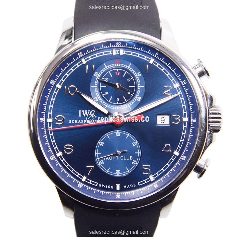 IWC Portuguese Replica - Automatic - Steel - Blue Dial - Black Rubber Strap
