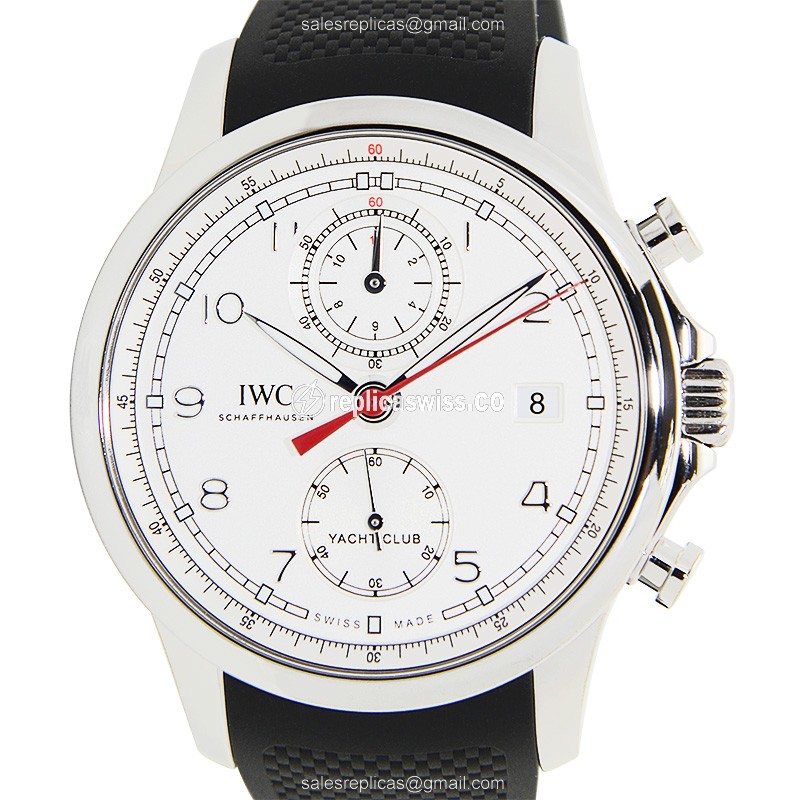 IWC Portuguese Automatic Replica - Stainless Steel Case - White Dial - Black Rubber Strap