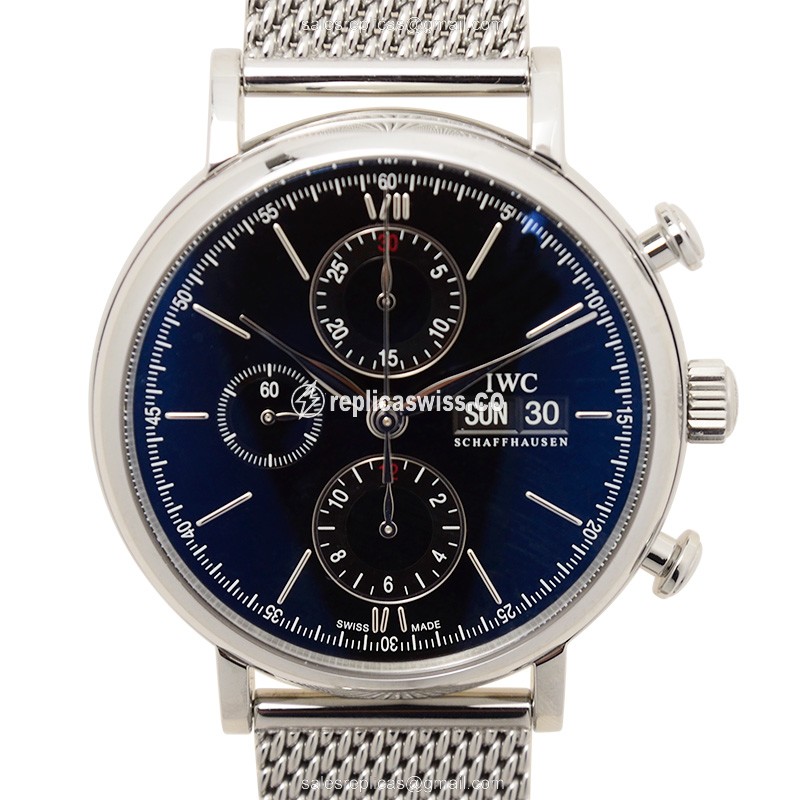 IWC Portofino Replica - Automatic - Black Dial - Steel Case & Band - Sapphire Crystal - Luxury Replica PORTOFINO Watch