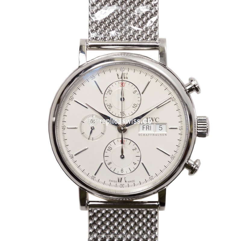 PORTOFINO Replica Watch - IWC - Automatic - Steel Case - White Dial - Silver Steel Strap