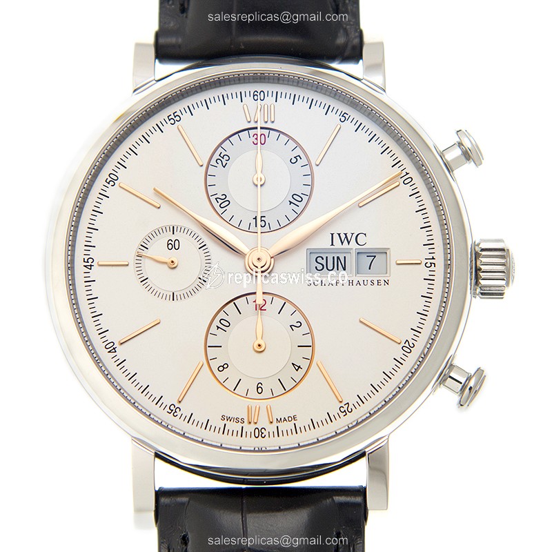 IWC Portofino Replica - Automatic - Stainless Steel - Silver Dial - Black Alligator Buckle - Luxury Replica PORTOFINO Watch