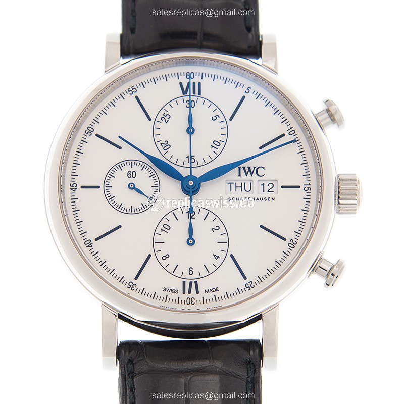 IWC Portofino Replica - Automatic - Stainless Steel - White Dial - Black Alligator Buckle