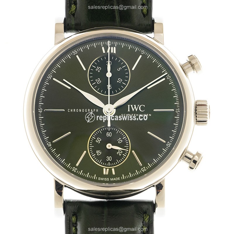 Portofino Replica - IWC IW391405 - Automatic - Green Dial - Steel Case - Green Leather Strap