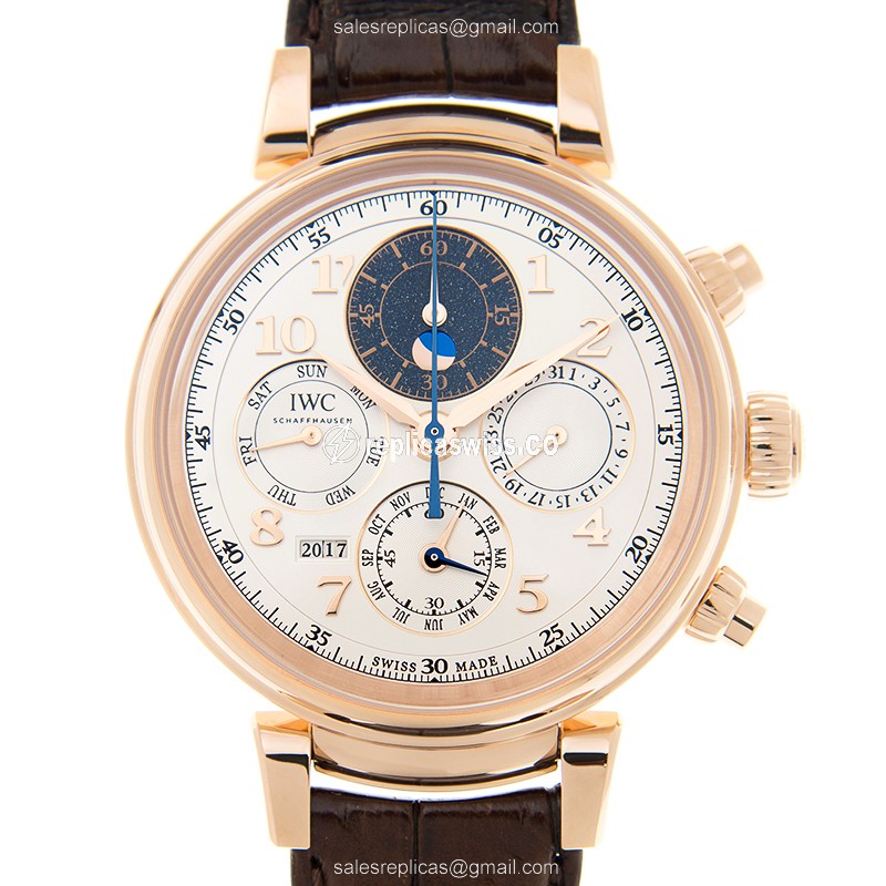IWC DA VINCI Replica - Automatic 18kt Gold - White Dial - Brown Alligator Strap - Luxury Replica DA VINCI Watch