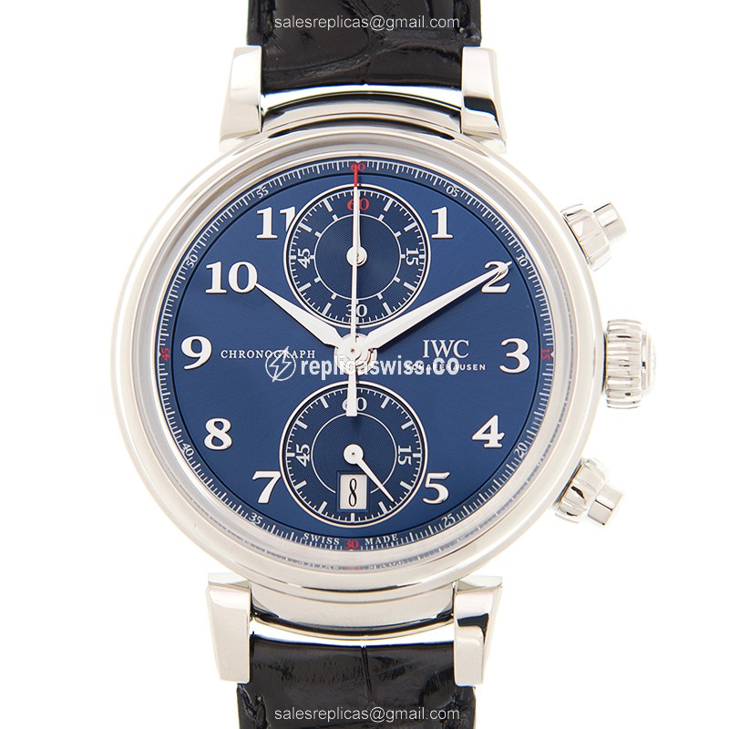 IWC DA VINCI Automatic - Blue Dial - Stainless Steel Case - Black Alligator Strap - Clasp - Luxury Replica DA VINCI Watch