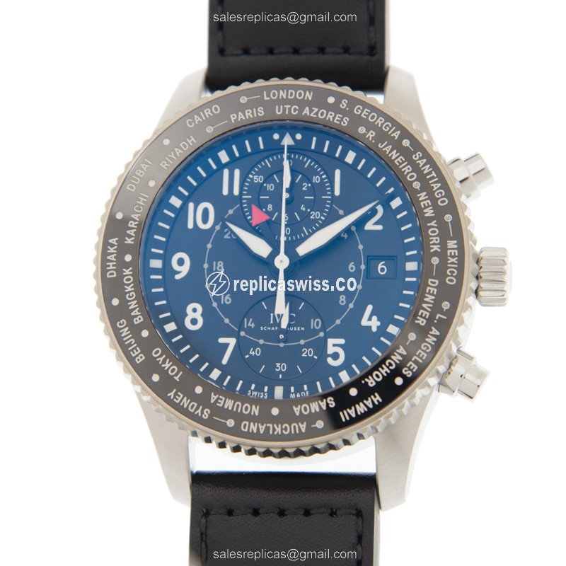 IWC PILOTS Replica - Automatic - Black Dial - Stainless Steel - Cowhide Black Strap