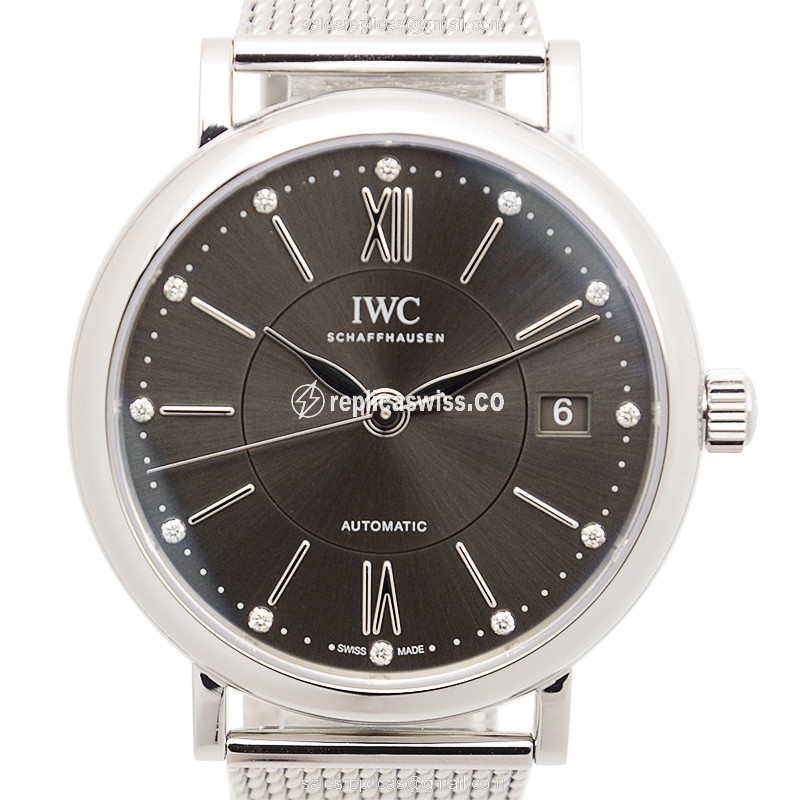 IWC Portofino Replica - Automatic - Steel Case - Dark Grey Dial - Silver Steel Strap