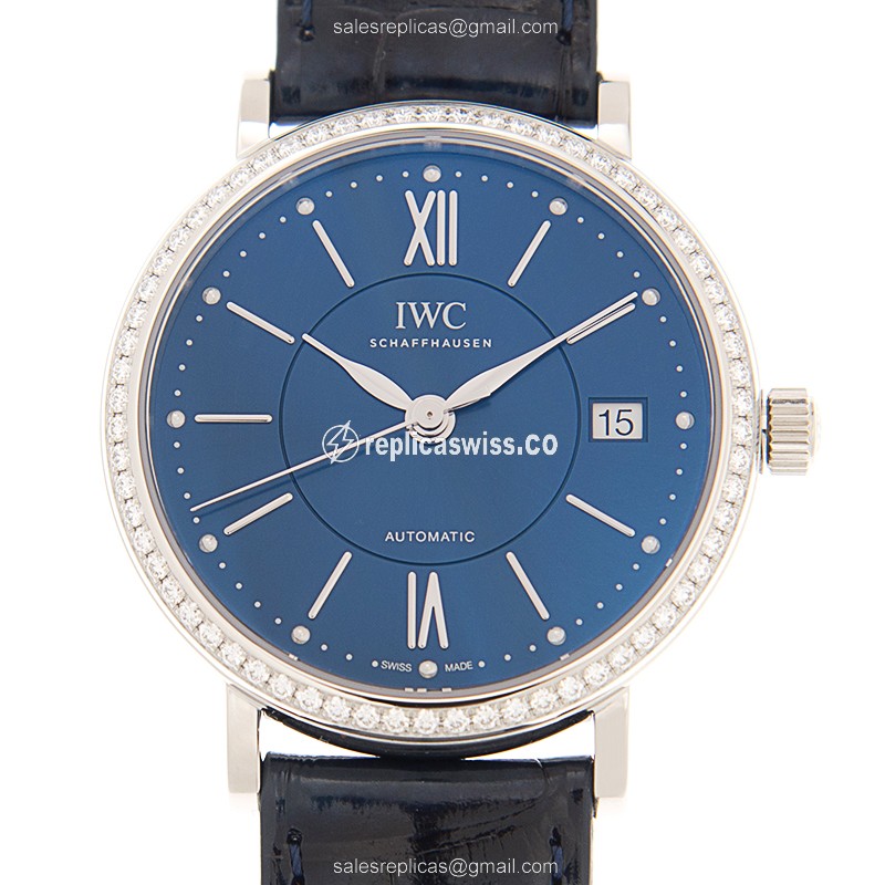 IWC Portofino Replica - Automatic - Blue Steel - Sapphire Crystal - Blue Leather Strap