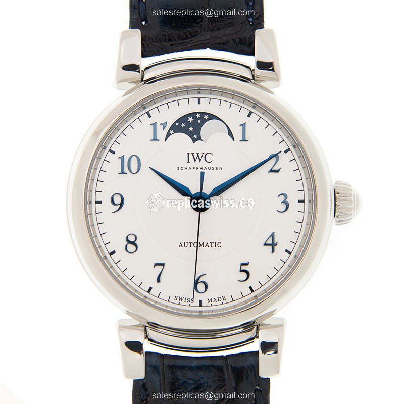 IWC DA VINCI Replica - Automatic - Stainless Steel - Silver Dial - Blue Alligator Clasp - Luxury Replica DA VINCI Watch