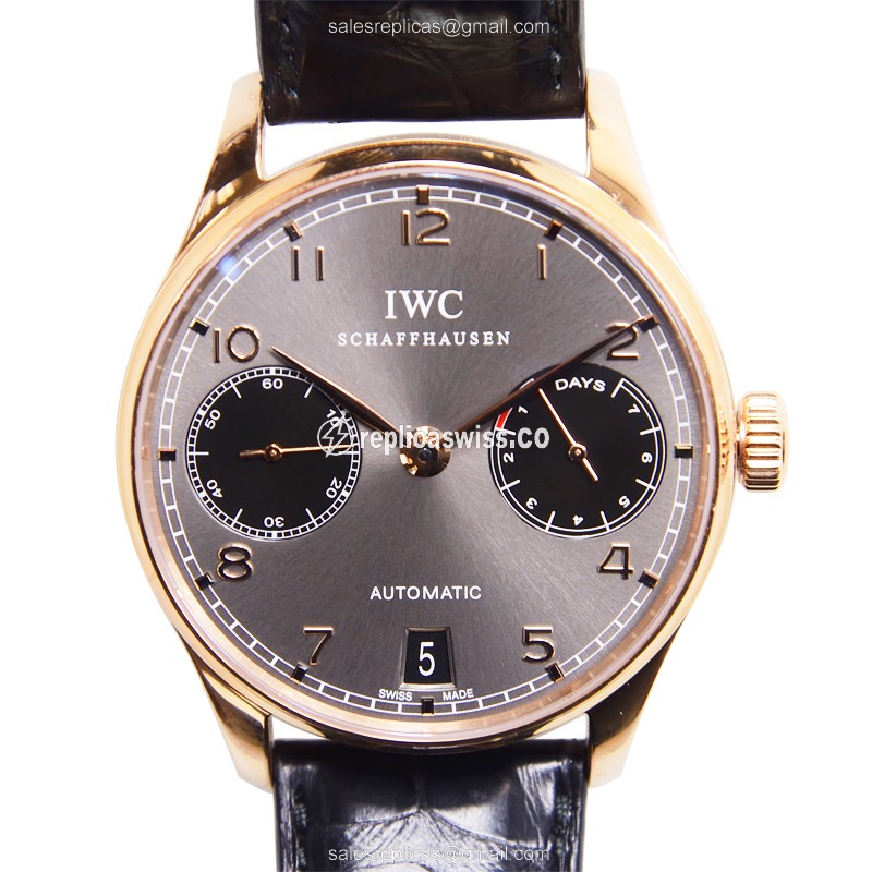 IWC Portuguese Replica - Automatic 18kt Rose Gold - Dark Grey Dial - Black Alligator Strap