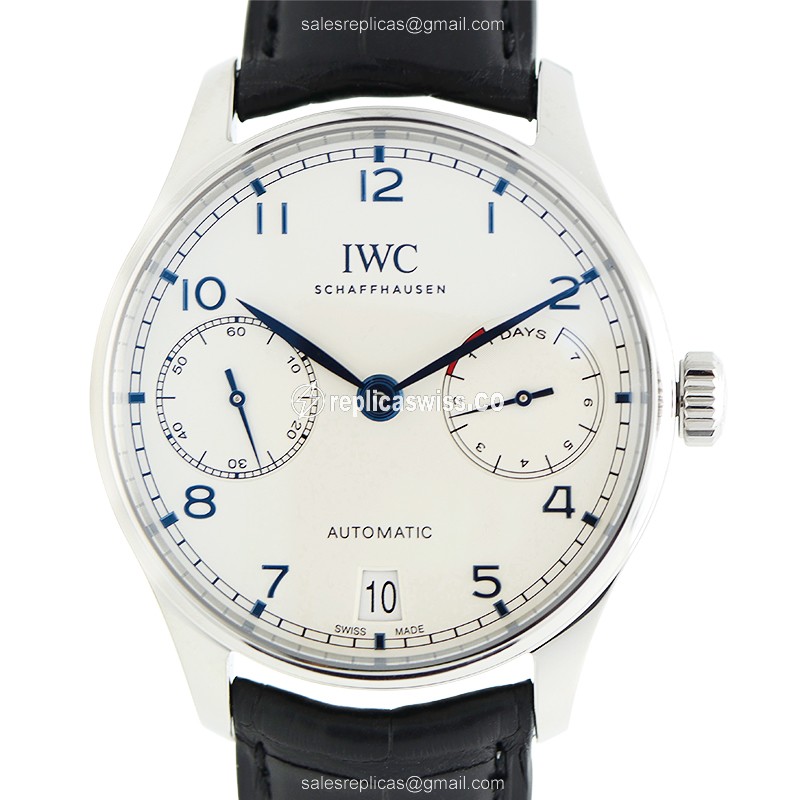 IWC Portuguese Replica - Automatic - Stainless Steel - Silver Dial - Black Alligator Strap