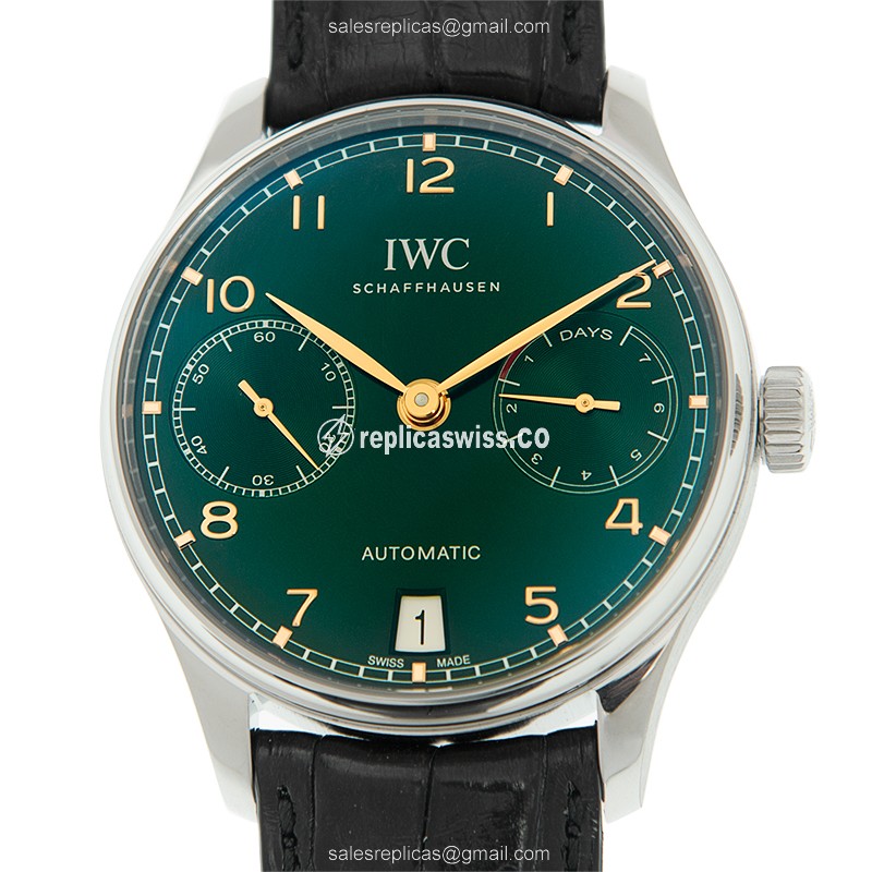 IWC Portuguese Replica - Automatic - Green Dial - Steel Case - Black Alligator Strap