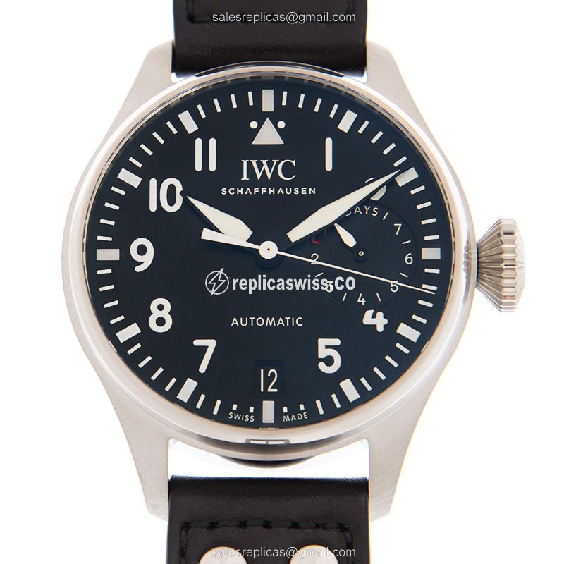 IWC PILOTS Replica - Automatic - Black Dial - Leather Strap - Buckle Clasp - Luxury Replica PILOTS Watch