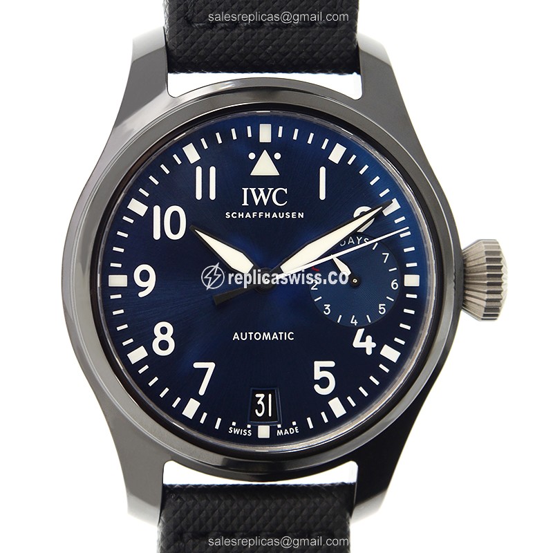 IWC IW502003 PILOTS Replica - Automatic - Ceramics Blue - Black Cowhide Strap - Luxury Replica PILOTS Watch