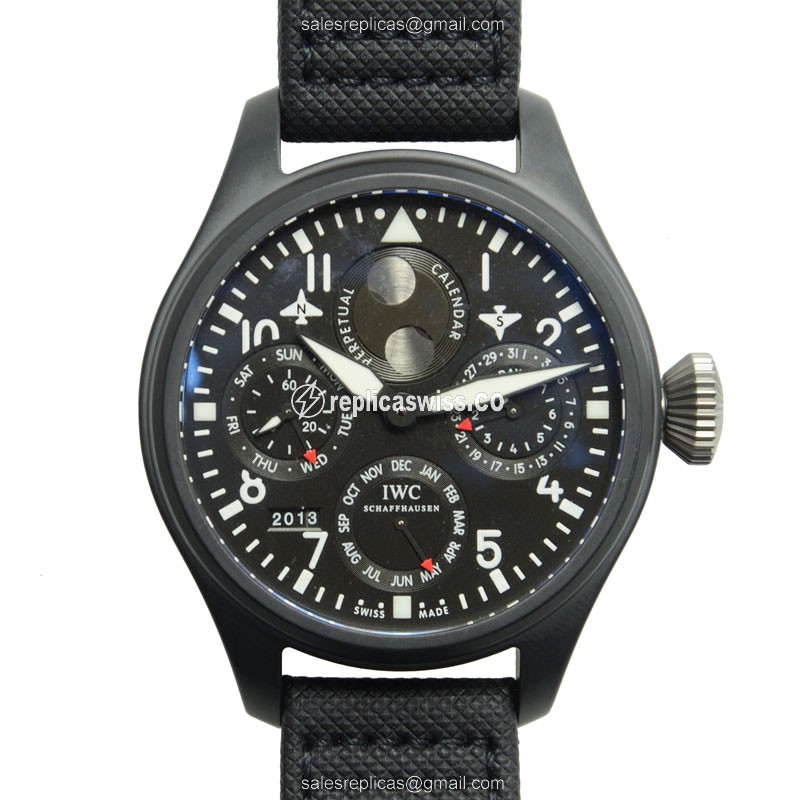 IWC PILOTS Replica - Automatic - Ceramic Case - Black Dial - Fabric Strap - Luxury Replica PILOTS Watch