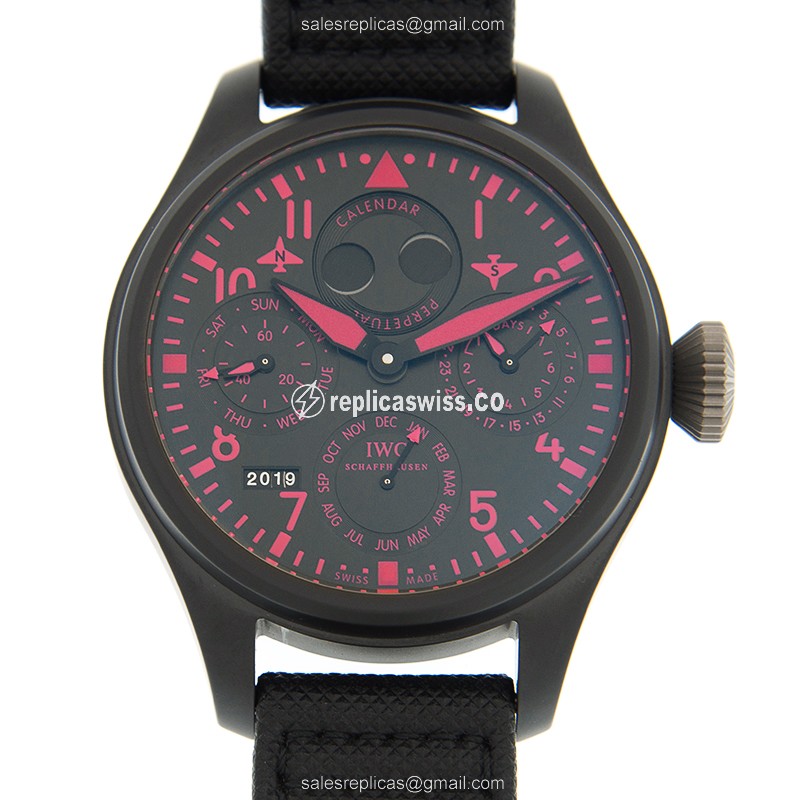 IWC IW502903 PILOTS Replica - Automatic - Ceramic Case - Black Dial - Leather Strap - Luxury Replica PILOTS Watch