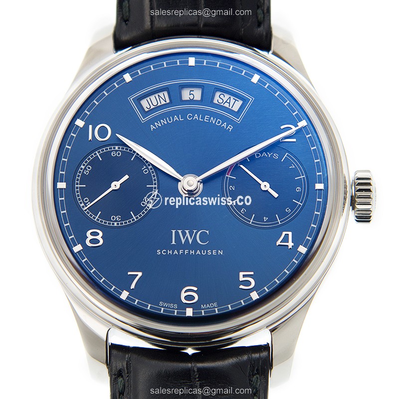 IWC Portuguese Replica - Automatic - Stainless Steel - Blue Dial - Black Alligator Strap
