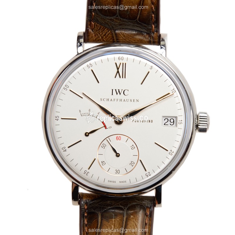 IWC Portofino Manual Wind - Stainless Steel Case - Silver Dial - Brown Alligator Strap - Sapphire Crystal