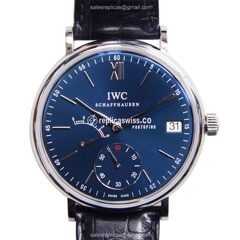 IWC Portofino Manual Wind - Blue Dial - Steel Case - Black Alligator Strap - Buckle Clasp