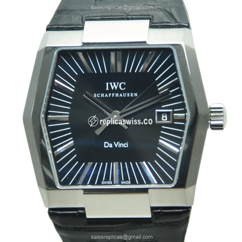 IWC DA VINCI Replica - Automatic - Black Dial - Stainless Steel Case - Alligator Black Strap - Luxury Replica DA VINCI Watch
