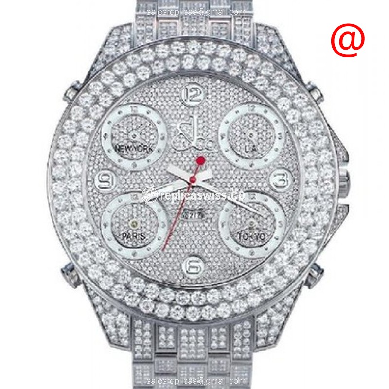 Jacob & Co JC30JDC Quartz - Diamond-Encrusted Case - Silver Dial - Steel & Silver Strap - Luxury Jacob & Co Watch