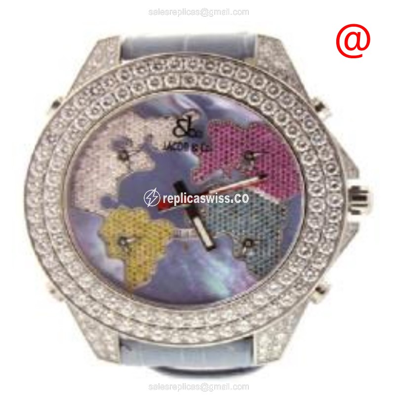 Jacob & Co JC47JDC Quartz - Blue Dial - Diamond Case - Blue Alligator Strap - Luxury Jacob & Co Watch