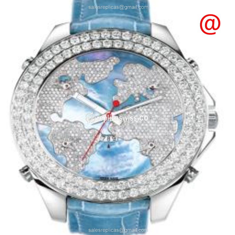 Jacob & Co JC47JDCMB - Quartz Blue - Diamond Case - Blue Alligator - Clasp - Luxury Jacob & Co Watch