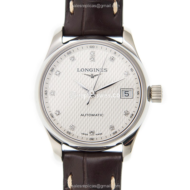 Longines L2.128.4.77.3 Replica - Automatic - Steel Case - Gold Dial on Brown Alligator Strap