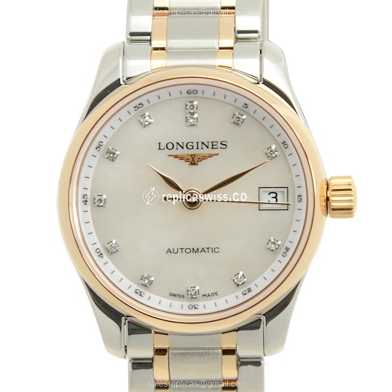 Longines L2.128.5.89.7 Replica - Automatic - 18kt Rose Gold - White Dial on Silver Strap