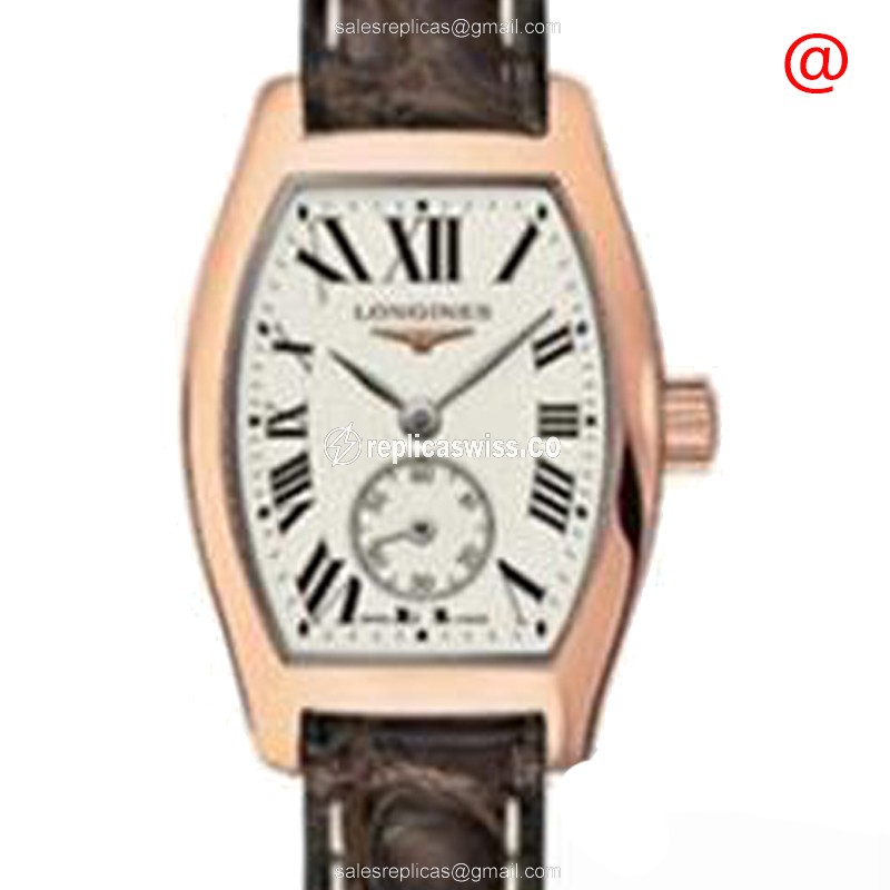 Longines EVIDENZA Replica - Automatic - 18kt Rose Gold - White Dial, Brown Alligator Strap