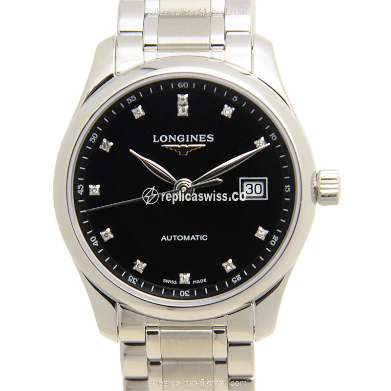 Longines L2.257.4.57.6 Replica - Automatic - Black Dial - Silver Steel Clasp - Luxury Replica MASTER Watch