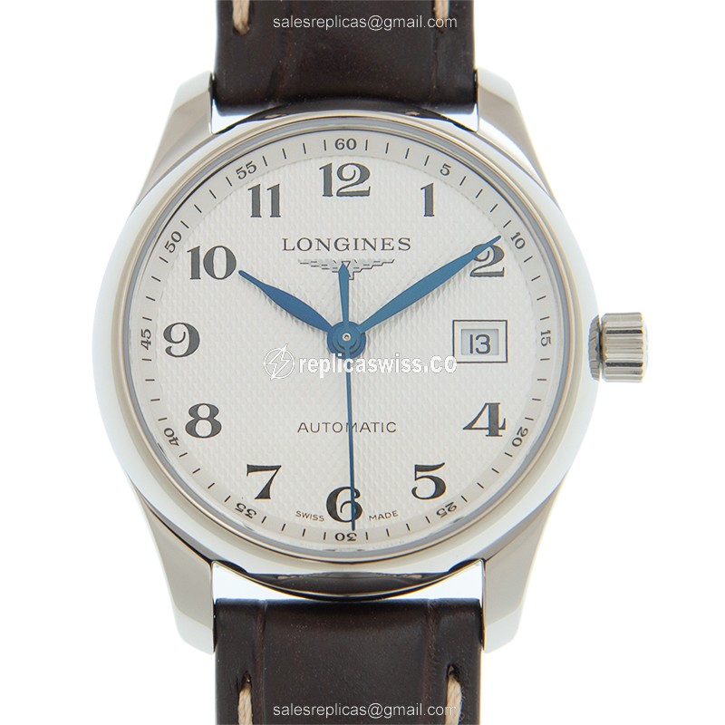 Longines L2.257.4.78.3 Replica - Automatic - Steel Case - White Dial, Black Alligator Strap
