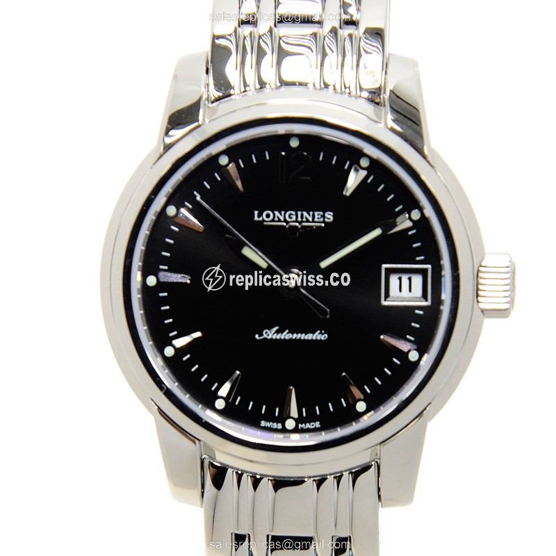 Longines SAINT IMIER Auto - Black Dial - Steel Case - Silver Strap - Luxury Replica SAINT IMIER Watch