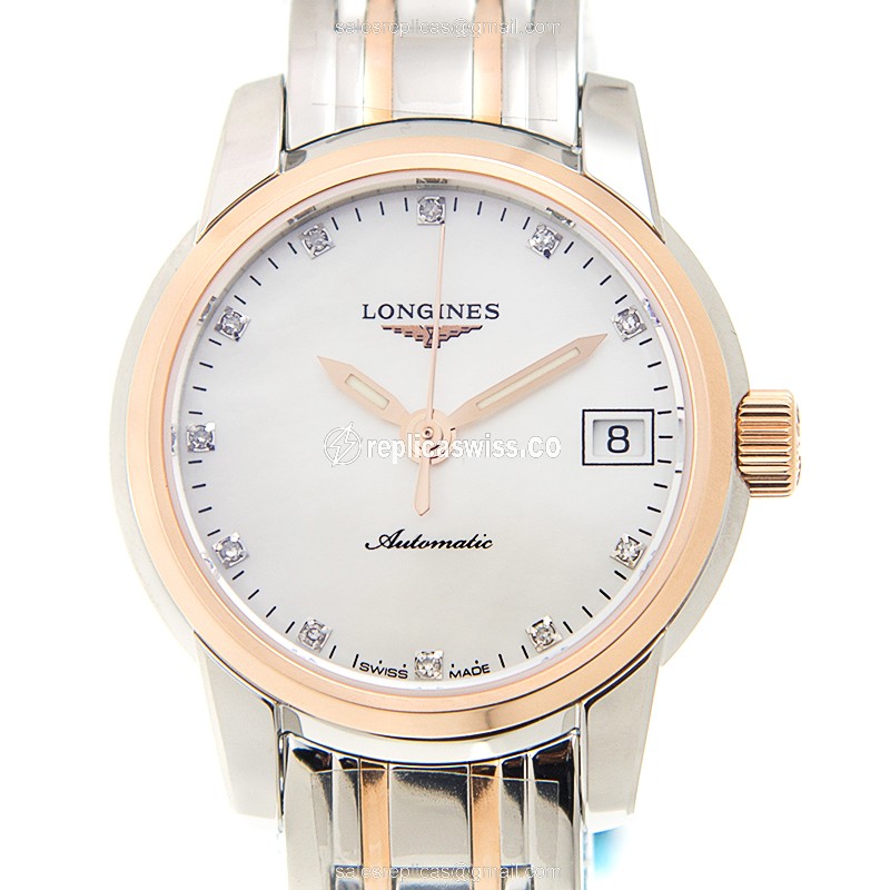 Longines SAINT IMIER Replica - Automatic - 18kt Rose Gold & Steel - White Dial