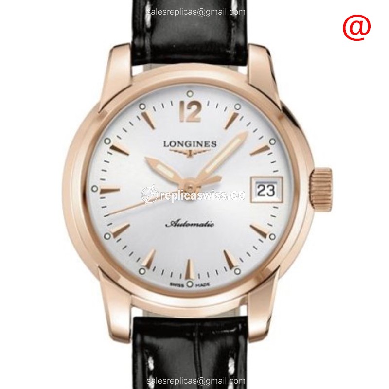Longines L2.263.8.72.3 Replica - Automatic - Rose Gold - Silver Dial - Buckle Clasp