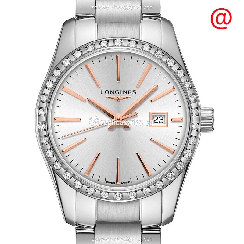 Longines CONQUEST CLASSIC Replica - Quartz - Stainless Steel Case, Diamond Bezel - Luxury Replica CONQUEST CLASSIC Watch