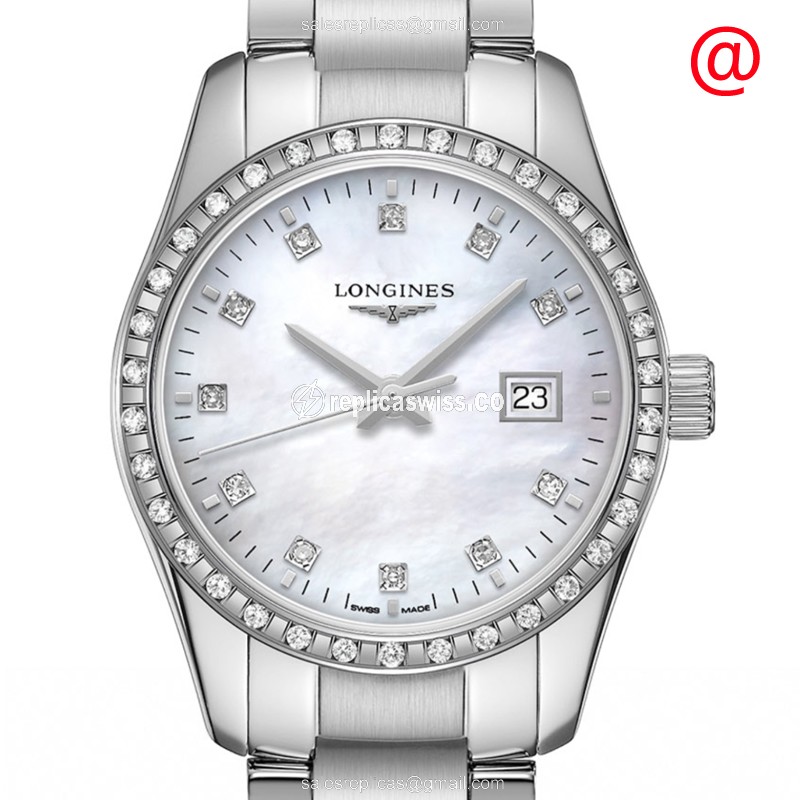 Longines Conquest Classic Replica - Quartz - Stainless Steel - White Dial, Diamond - Luxury Replica CONQUEST CLASSIC Watch