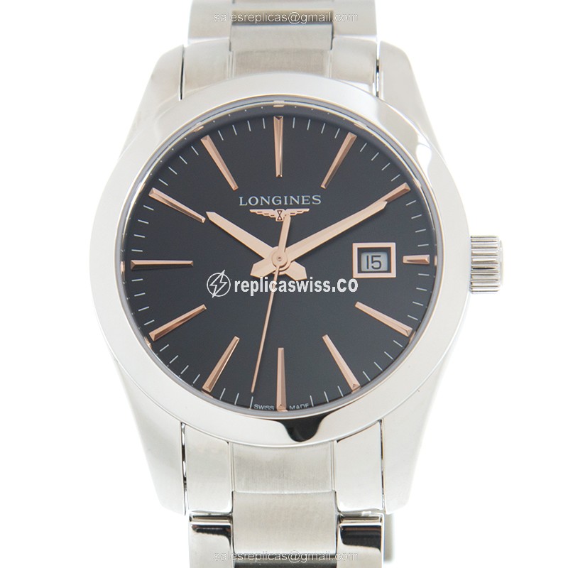 Longines CONQUEST CLASSIC Quartz - Black Dial, Steel Case, Silver Clasp
