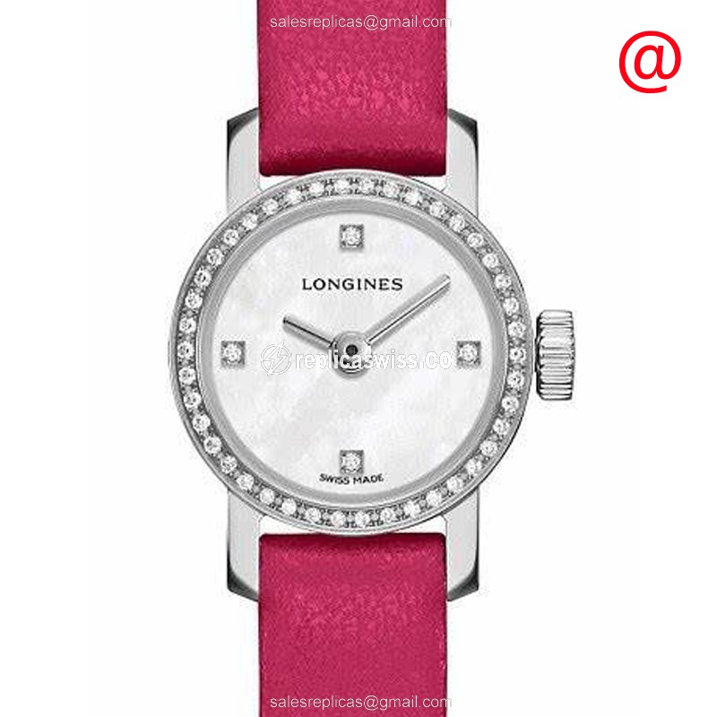 Longines LA GRANDE Quartz - Diamond Case, White Dial - Silk Red Strap