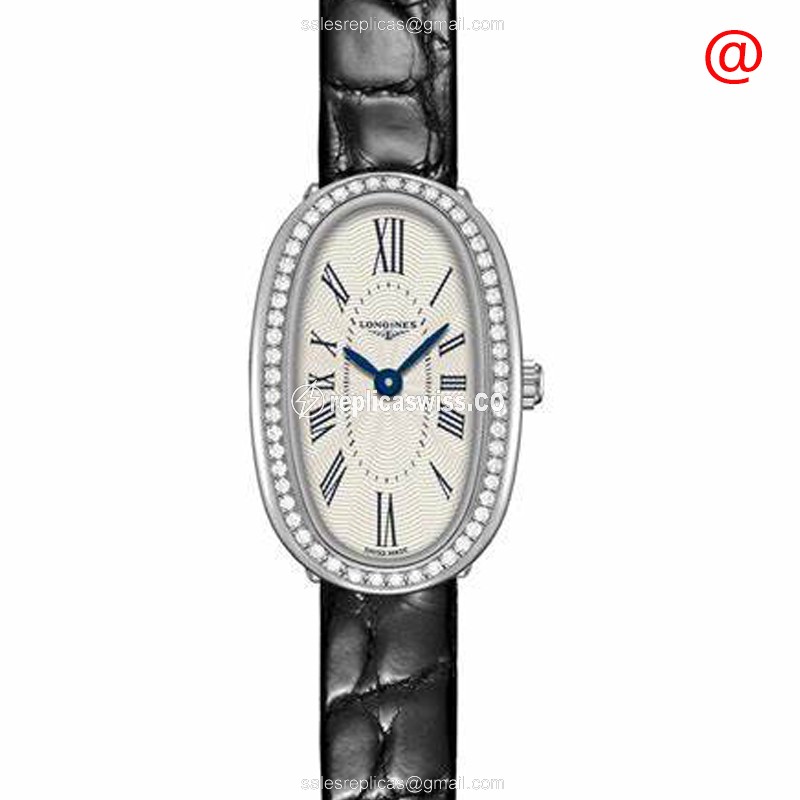 Longines Symphonette Replica - Automatic - Silver Dial, Diamond Case - Black Alligator Strap