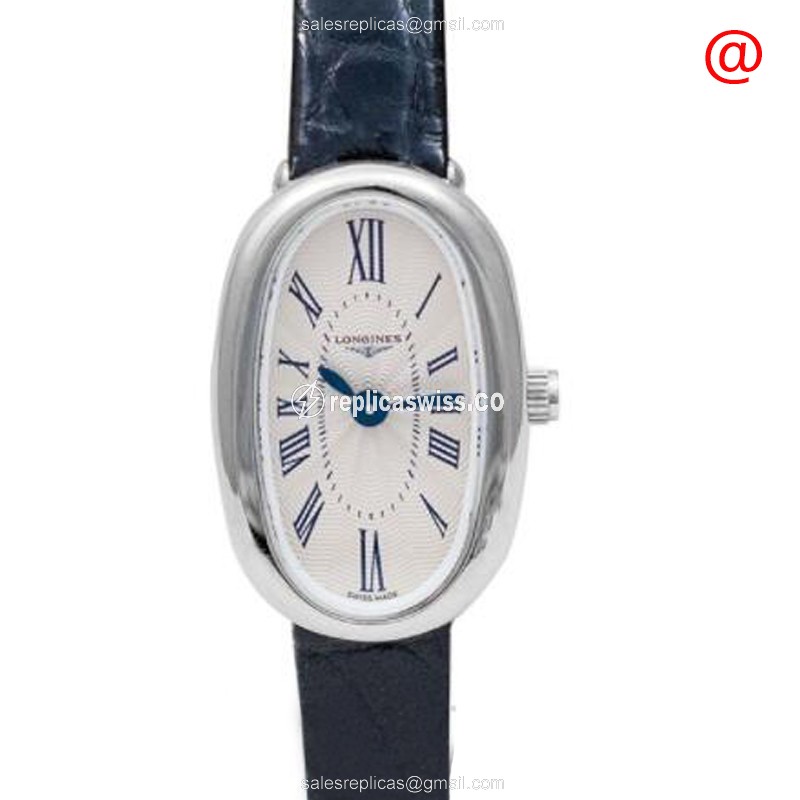 Longines Symphonette Replica - Automatic - Silver Dial - Stainless Steel Case, Blue Alligator Strap