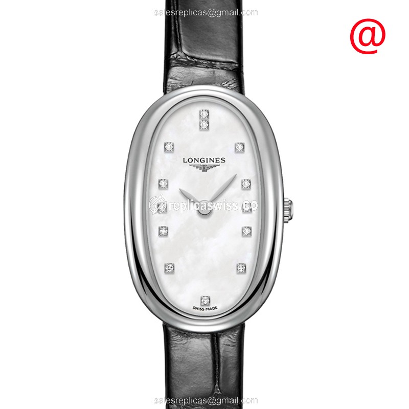 Longines Symphonette Replica - Quartz - Stainless Steel Case - White Dial - Black Alligator Strap - Luxury Replica SYMPHONETTE Watch