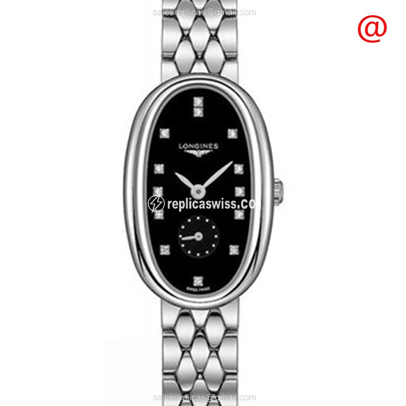 Longines Symphonette Replica - Automatic - Steel Case - Black Dial, Silver Clasp - Luxury Replica SYMPHONETTE Watch