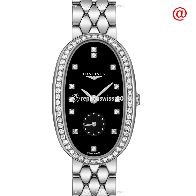 Longines Symphonette Replica - Quartz - Stainless Steel Case - Black Dial on Silver Clasp - Luxury Replica SYMPHONETTE Watch