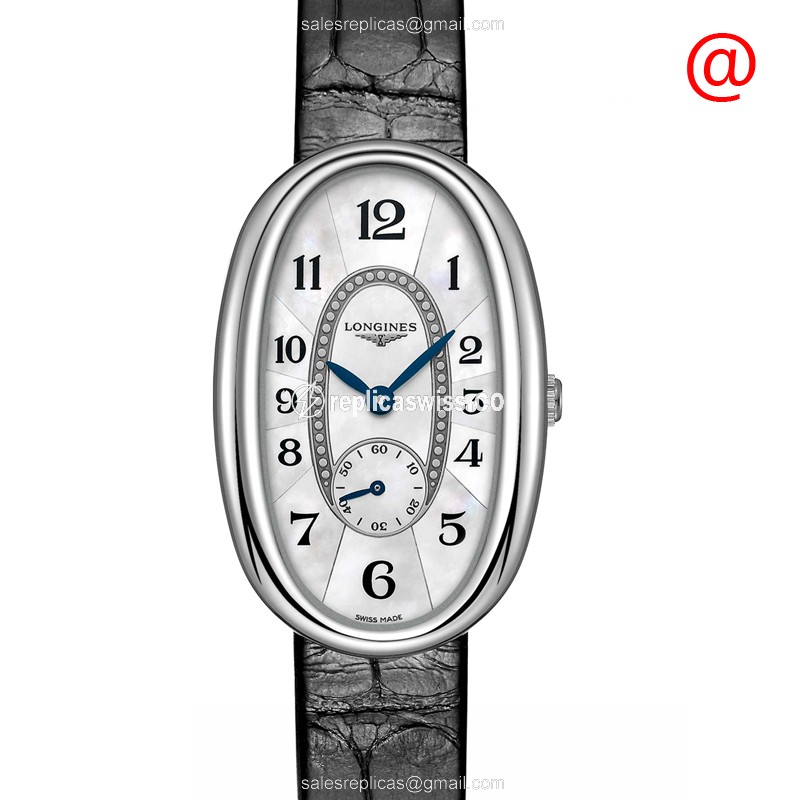 Longines Symphonette Automatic - White Dial - Steel Case - Black Alligator Buckle - Luxury Longines Replica Watch